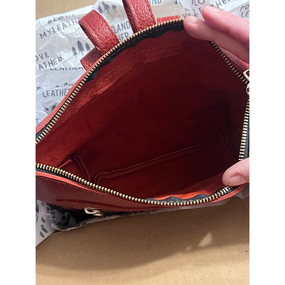 Portland leather chili red small tote backpack - Picture 4 of 6